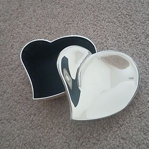 Silver heart shaped jewelry box